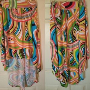 High low multi color skirt